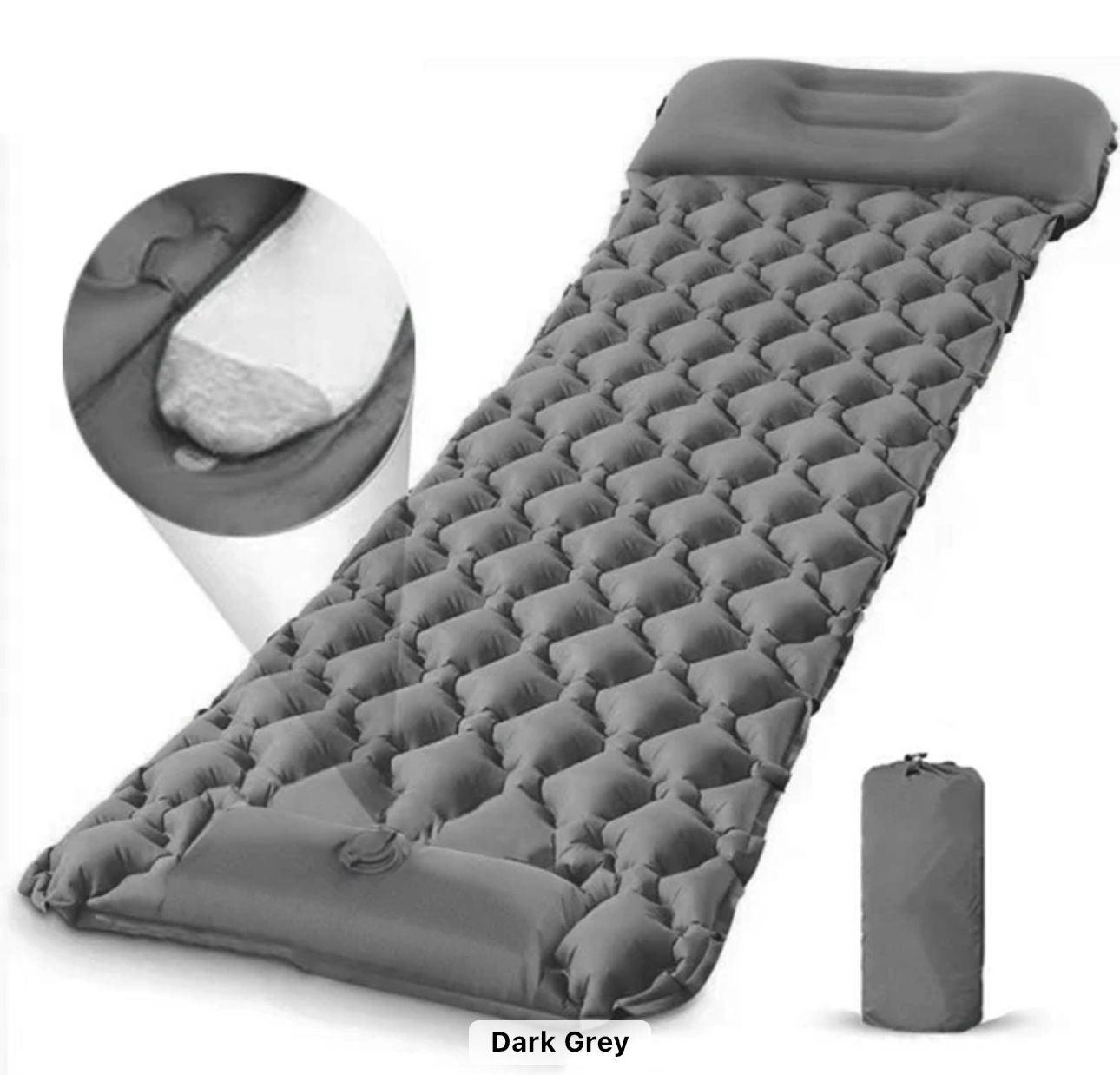 Colchoneta de camping con inflador de pie integrado – Comodidad y portabilidad