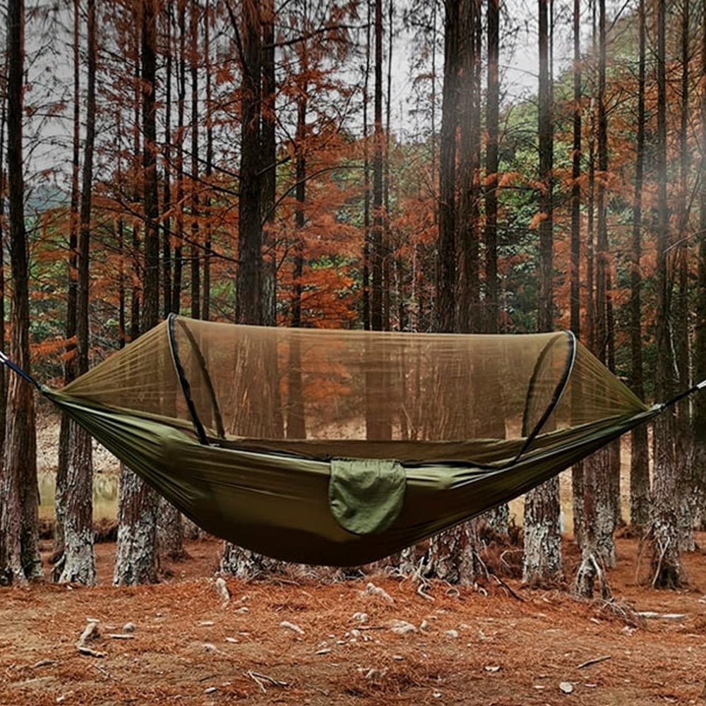 Hamaca portátil para camping con mosquitero – Comodidad y protección