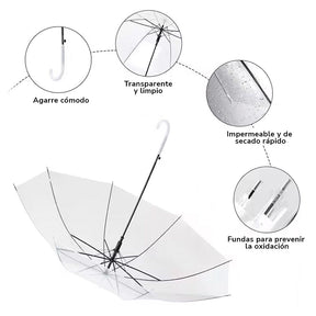 PARAGUAS GRANDE TRANSPARENTE – ESTILO Y FUNCIONALIDAD
