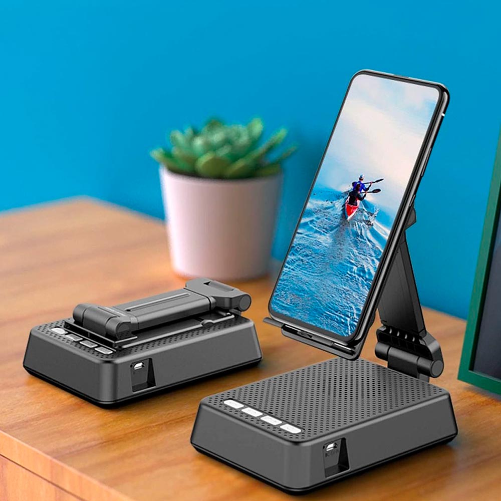 Soporte para celular con parlante bluetooth integrado – Comodidad y sonido de calidad