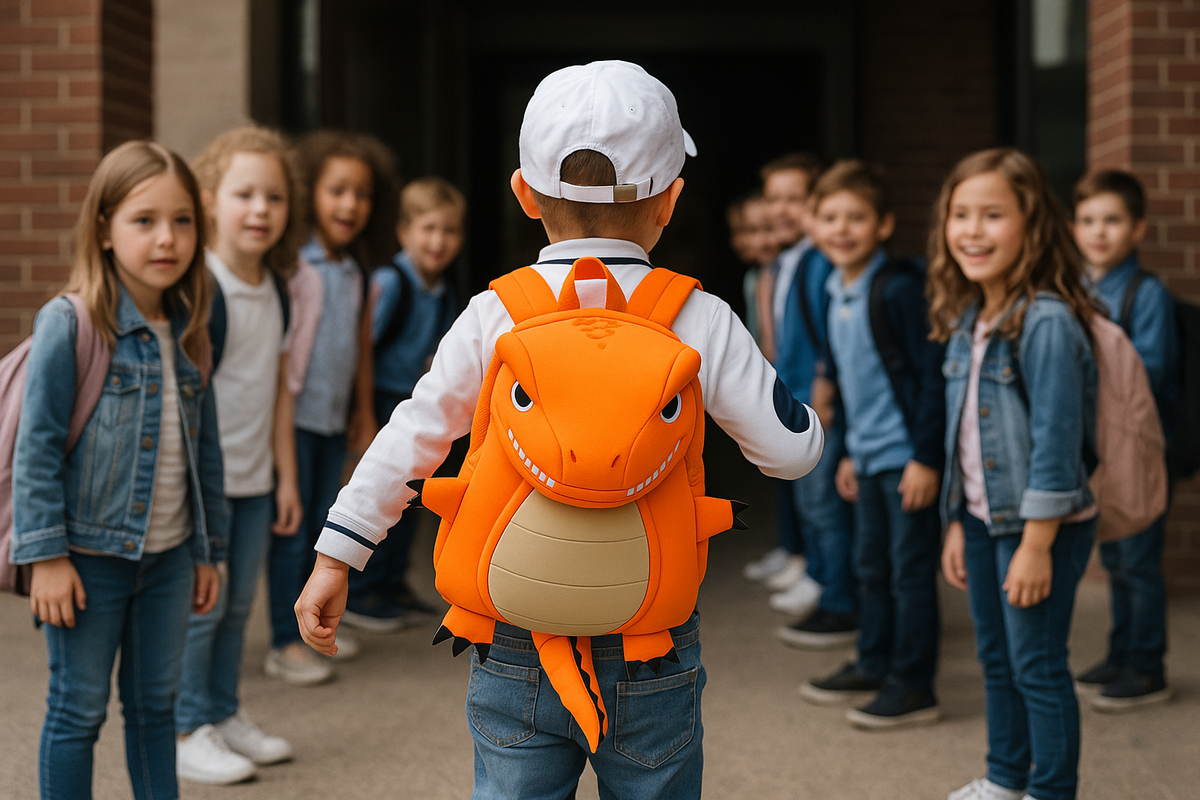 MOCHILA INFANTIL TIRANOSAURIO CHICA – IMPERMEABLE Y DIVERTIDA