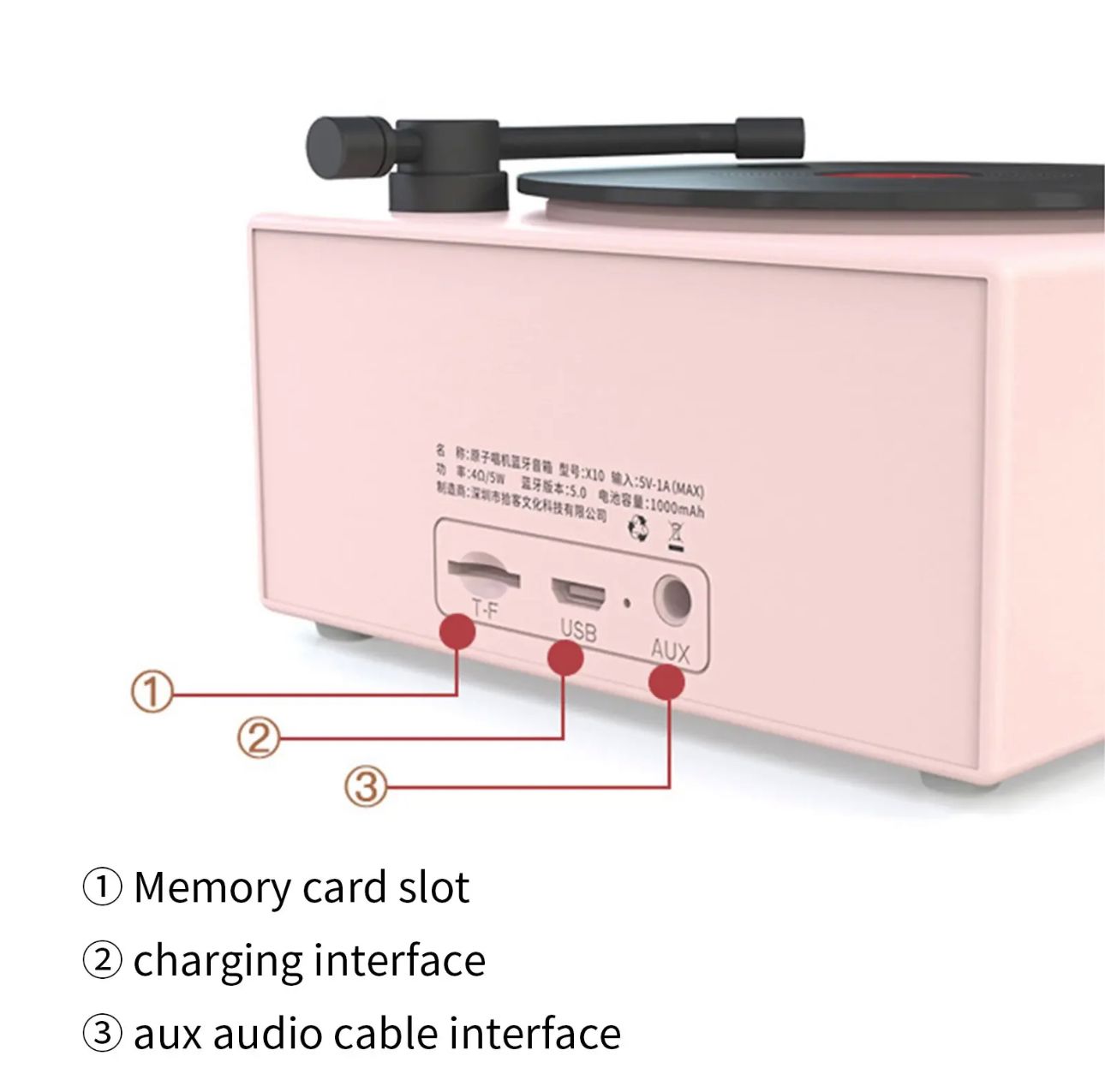 Parlante bluetooth estilo tocadiscos