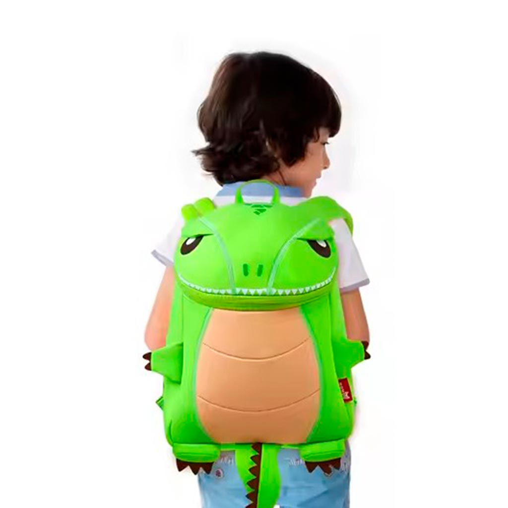 MOCHILA INFANTIL TIRANOSAURIO GRANDE NARANJA – IMPERMEABLE Y DIVERTIDA