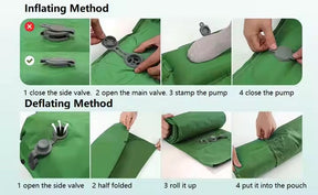 Colchoneta de camping con inflador de pie integrado – Comodidad y portabilidad