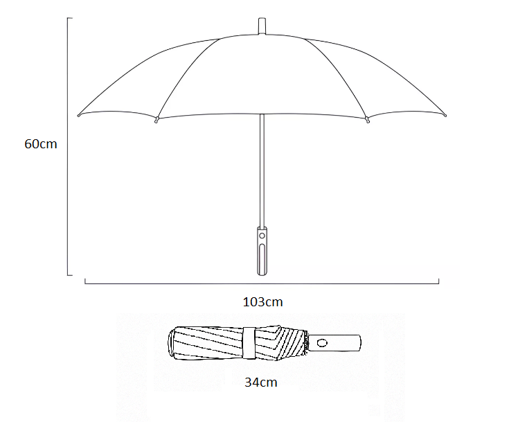 Paraguas plegable reforzado reflectante –  Compacto y resistente