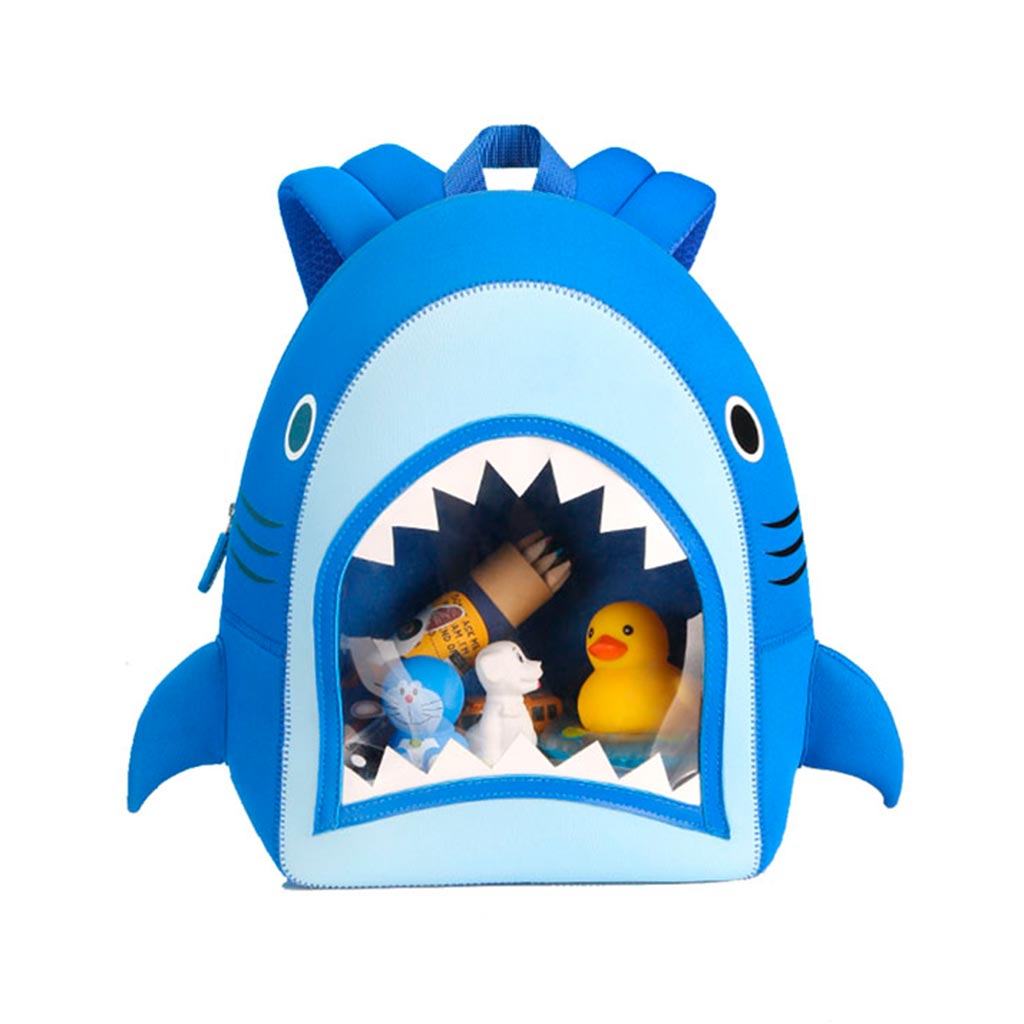 MOCHILA INFANTIL TIBURÓN TRANSPARENTE – DISEÑO DIVERTIDO Y FUNCIONAL